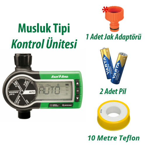 Rain Bird 1ZEHTMR Musluk Tipi Kontrol Ünitesi 1 İstasyonlu, Pil, Teflon ve Adaptör Seti